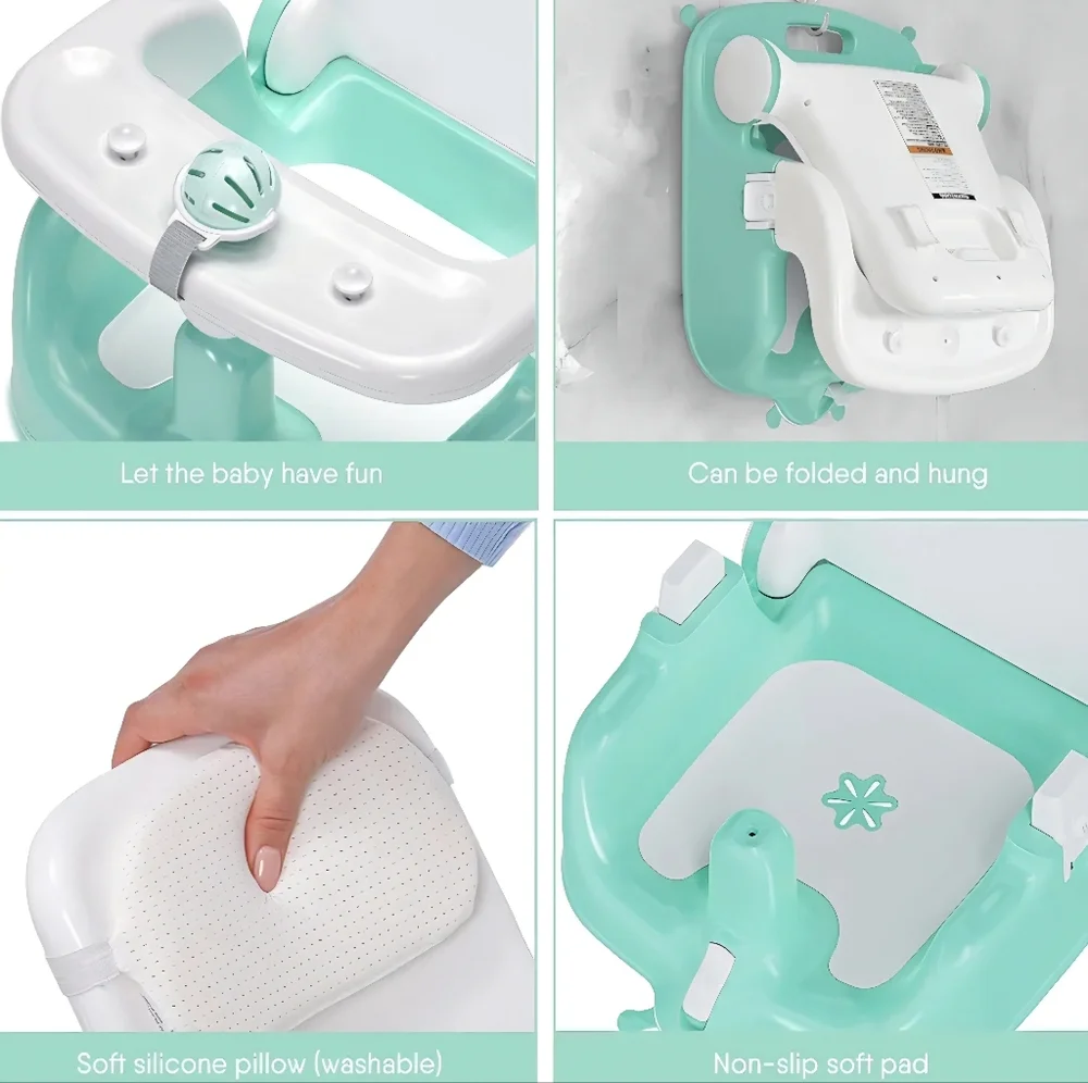 New BabyBond Baby Bath Seat with Sitting & Lying 2 Modes, 3-Speed Adjustment